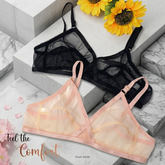 Pack of 2 Non-Padded and Non-Wired Full Net Transparent Cotton Bras
