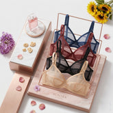 Pack of 4 Non-Padded and Non-Wired Full Net Transparent Cotton Bras - 4 Colors