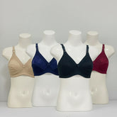 Pack of 4 Wbomen’s Cotton Emroidered Bras – Non Padded, Soft & Comfortable