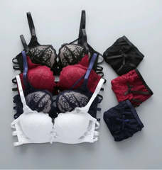 Push-Up Padded Lace Bra and Panty Set – Seamless Back Closure Lingerie