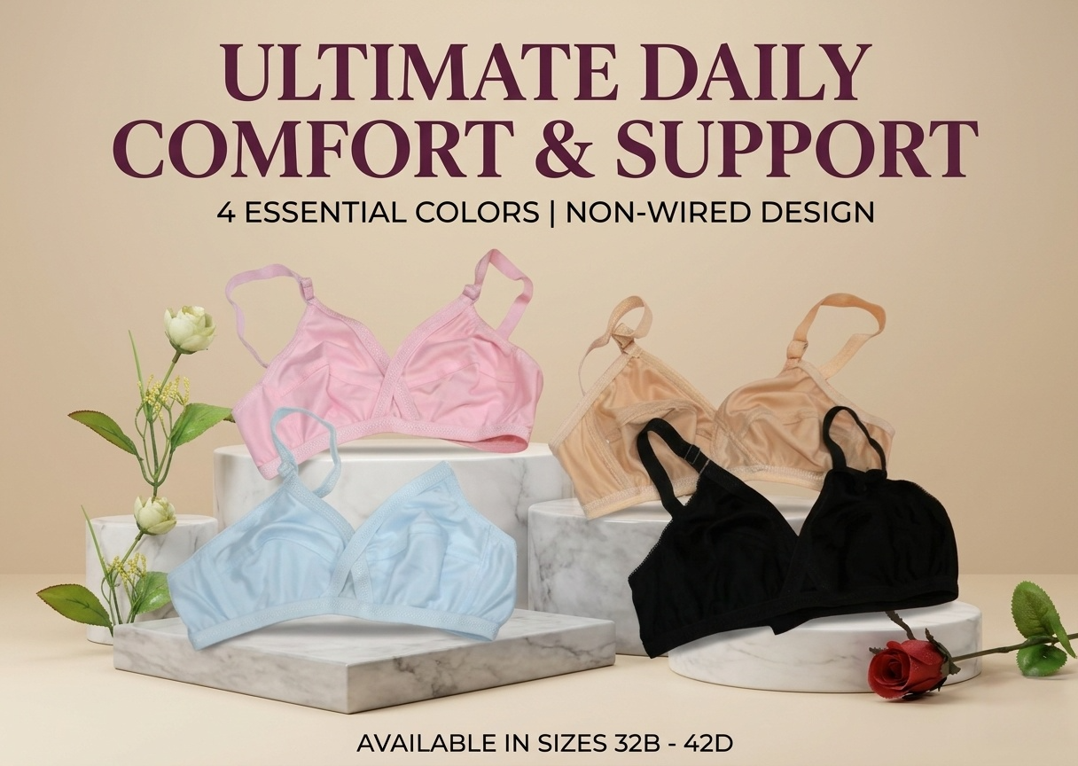 Pack of 4 Classy Cotton Non-Padded Comfortable Bras – Full Coverage