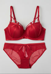 Stylish Front Cross Straps Padded Wired Bra & Panty Set