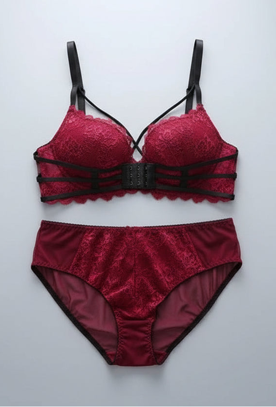 Push-Up Padded Lace Bra and Panty Set – Seamless Back Closure Lingerie