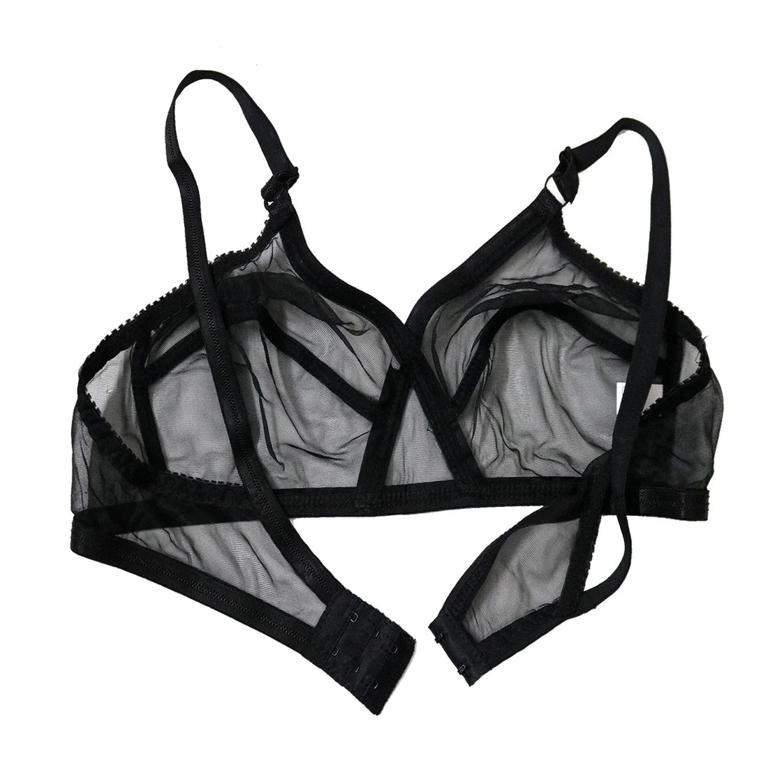 Pack of 2 Non-Padded and Non-Wired Full Net Transparent Cotton Bras