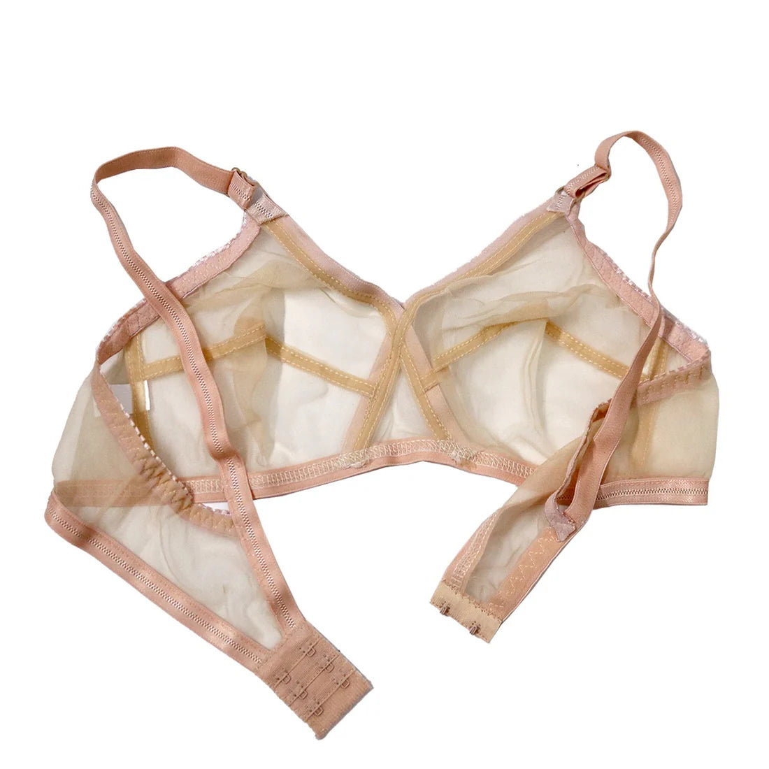 Pack of 2 Non-Padded and Non-Wired Full Net Transparent Cotton Bras