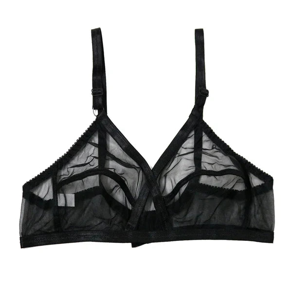 Pack of 2 Non-Padded and Non-Wired Full Net Transparent Cotton Bras
