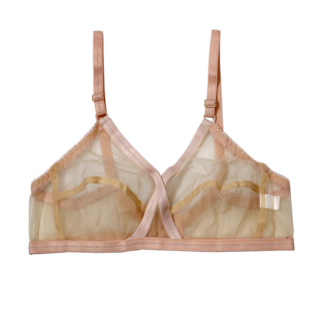 Pack of 2 Non-Padded and Non-Wired Full Net Transparent Cotton Bras